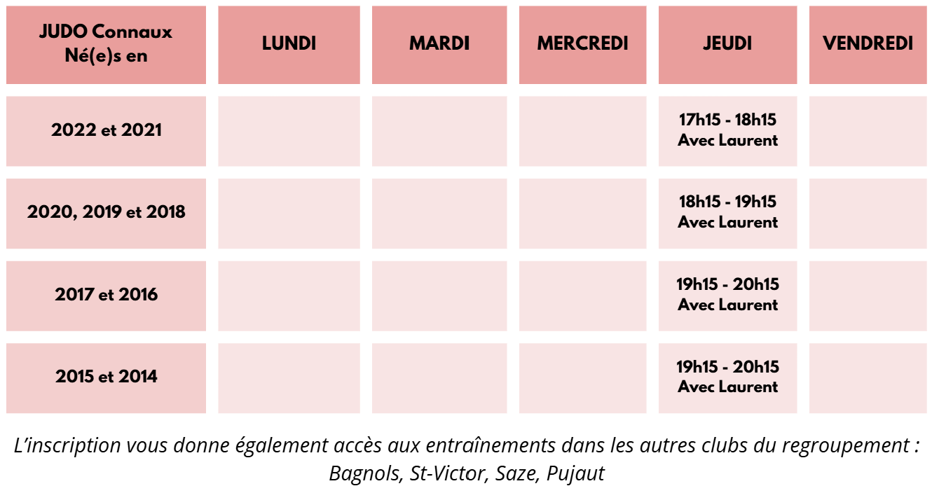 Horaires Connaux