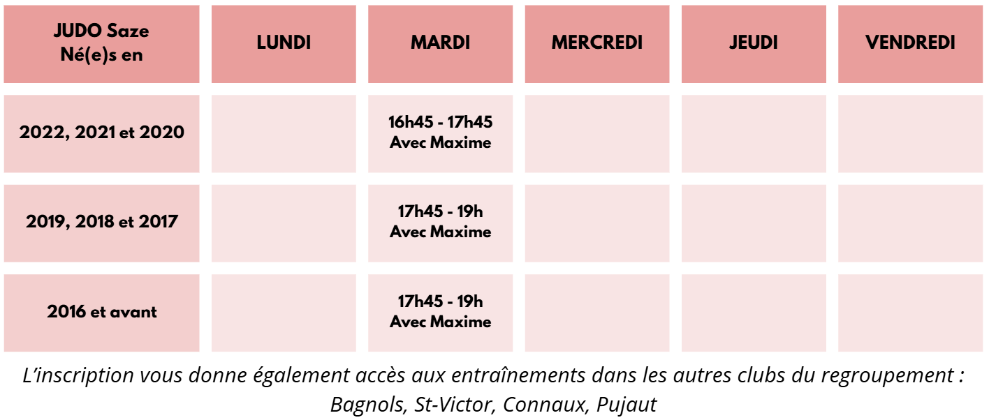 Horaires Saze