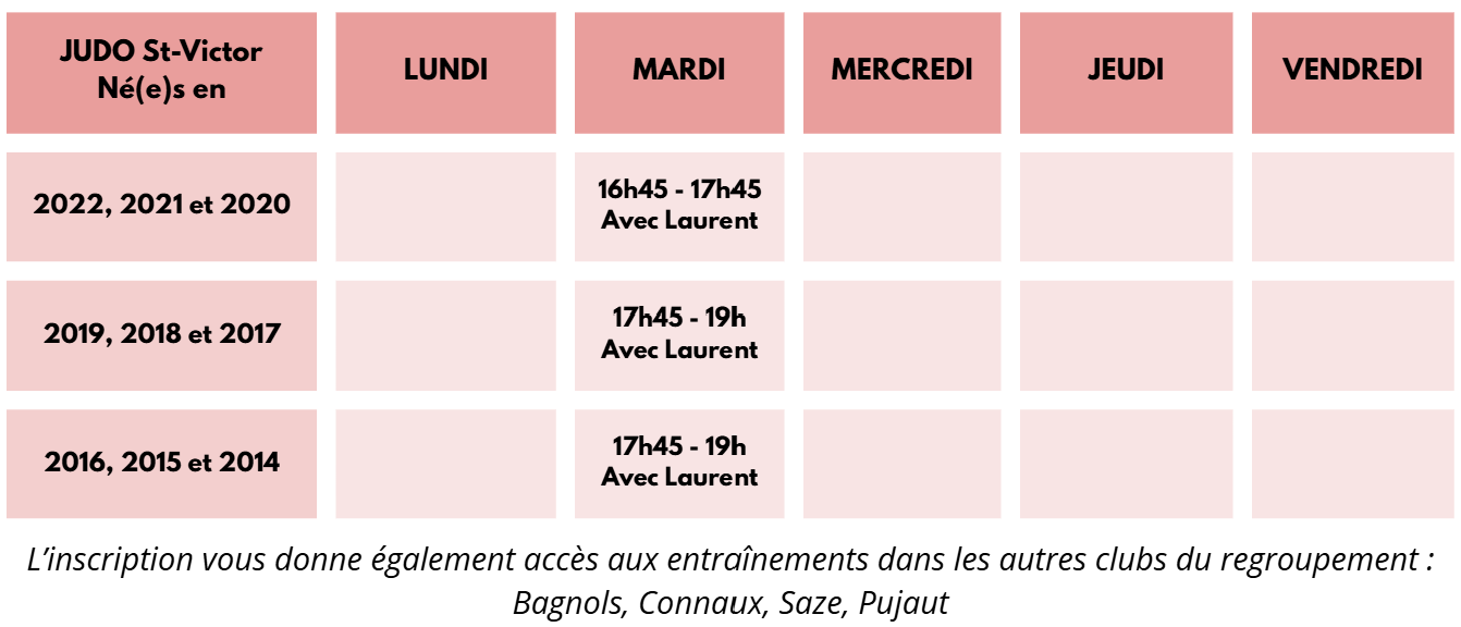 Horaires St-Victor